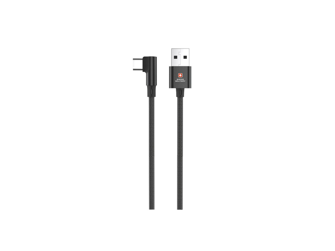 Swiss Military USB to Type-C 2M Braided Cable - Black Swiss Military USB to Type-C 2M Braided Cable - Black